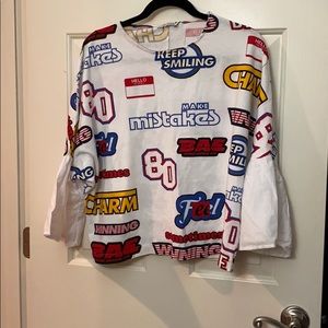 White, patches like , quarter sleeve shirt